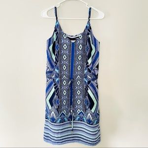 Preppy Summer Tribal Print Drawstring Dress